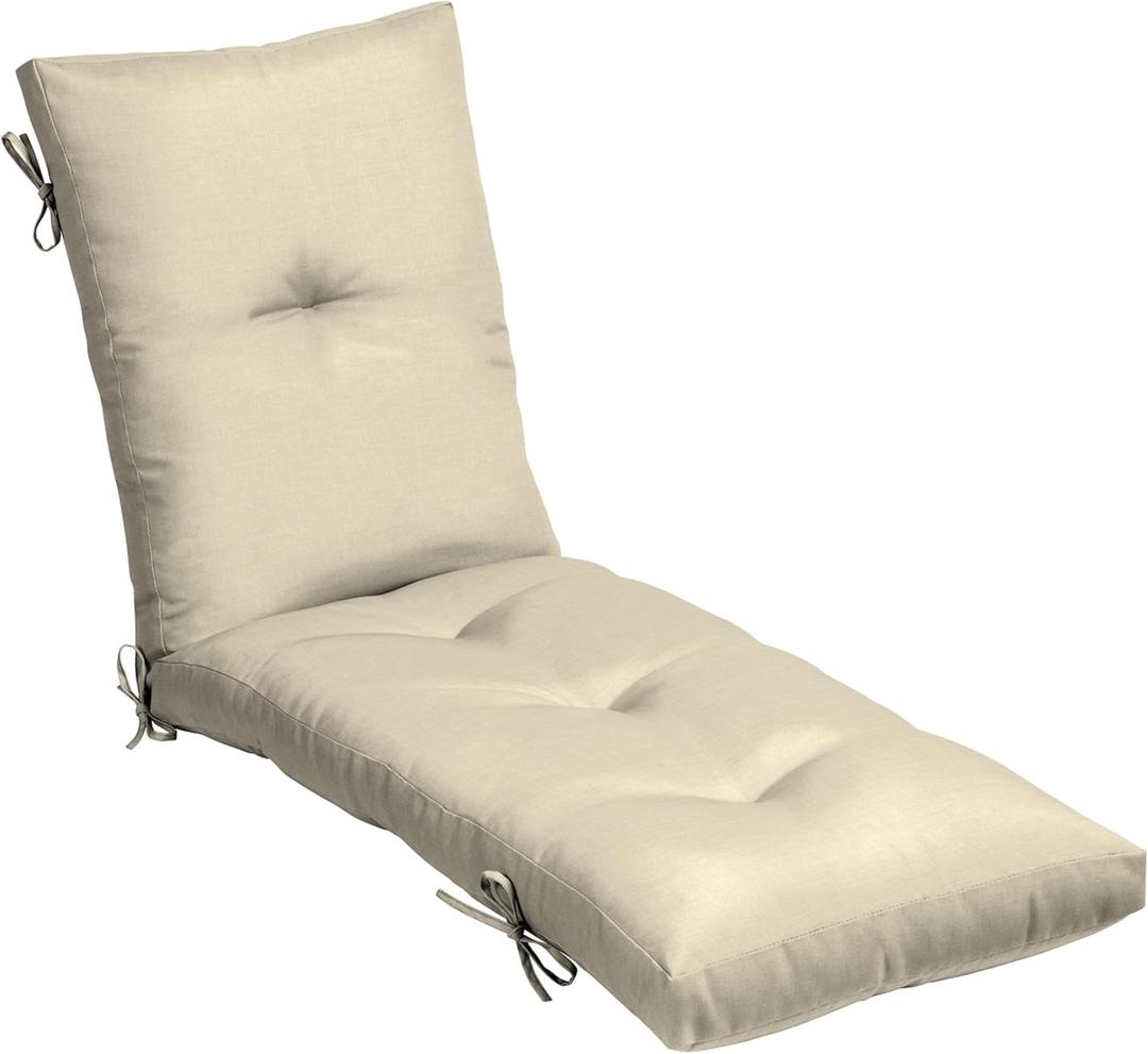 Arden Selections Outdoor Plush Modern Tufted Chaise Cushion, 76 x 22, Water Repellent, Fade Resistant, Tufted Cushion for Chaise Lounger 76 x 22, Tan Leala