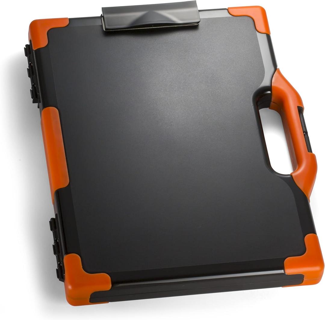 Officemate Carryall Clipboard Storage Box, Letter/Legal Size, Black and Orange (83326)