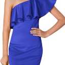 WDIRARA Girl's One Shoulder Ruffle Trim Flounce Sleeve Pencil Party Birthday Dress