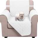U-NICE HOME Recliner Chair Covers Reversible Chair Cover Pet Covers for Dogs with Elastic Straps Water Resistant Diamond Quilted (23''Armchair, White/White)