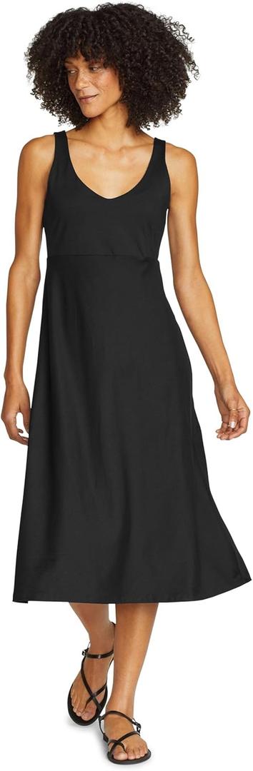 Eddie Bauer Women's Plus Aster Vneck Midi Dress (Black, XL)
