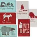 48-Pack Merry Christmas Greetings Cards, 4x6 Bulk Holiday Cards with Envelopes for Xmas Festive Holiday Seasons, Blank Inside, 6 Winter Animals Designs