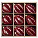 DN DECONATION Burgundy Red Glass Christmas Ornaments, Flocked Velvet Hanging Ball Ornament with Assorted Sizes & Designs, Matte Glass Ornament for Vintage Xmas Tree Home Party Decor (9PCS)