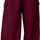 Dokotoo Womens High Waisted Wide Leg Cargo Pants Baggy Casual Work Pants with 4 Pockets (6, Burgundy)