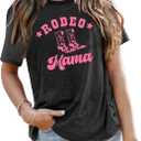 Rodeo Shirt for Couples Western Cowboy Rodeo Shirts Country Music T-Shirts Family Matching Short Sleeve Tee Tops (Gray, XL)