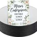 Houseables Mirror Centerpieces for Tables, Round Mirrors for Centerpieces, Mirrored Trays, Round Table Plate Tray, Circle, Glass Charger, Wedding, Center Piece, Small, Base, Candle, 12 Inch, 12 Pack (Silver)