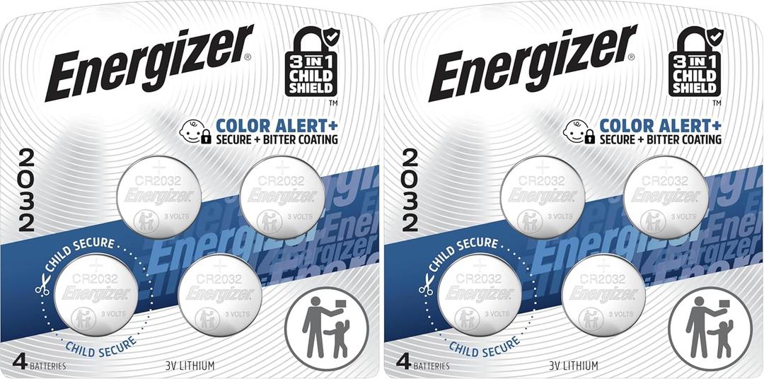 Energizer CR2032 Batteries for Watches, AirTags, Key Fobs, Small Electronics 4 Count (Pack of 1), CR2032 Battery