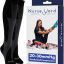 Nurse Yard Compression Socks for Women and Men | 20-30mmHg Graduated Medical Compression Socks for Nurses | Travel and Flying | Athletic Support for Running, Best Compression Socks | 1 Pair Black (XX-Large)