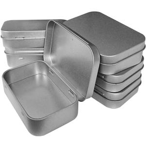 30 Pcs Metal Hinged Tin Box Container Mini Portable Small Storage Container Kit with Lid for Home Storage 3.7x2.3x0.8 inch. (Silver)