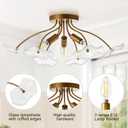 Luvkczc Semi Flush Mount Ceiling Light, Modern Gold Ceiling Light Fixture, Vintage Brass Lighting for Kitchen Entryway Hallway Bathroom Bedroom Foyer, 3 Light E12 Socket