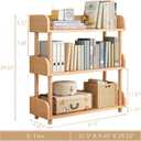 OSCHF 3-Tier Wooden Open Bookcase - Modern Display Bookshelf with Top Edge and Solid Wood Frame for Home and Office, Storage Cabinet, Oak