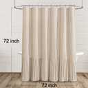 Farmhouse Shower Curtain with Ruffle Hem Linen Shower Curtains for Bathroom Country Vintage Rustic Natural Fabric, Cream-Beige Stripe 72" W x 72" L
