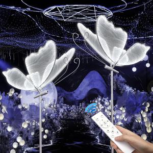 Wedding Butterfly Dimmable Floor Lamp: LED Butterflies Light with Remote Control - White & Warm Lights Butterfly Prop for Birthday Party Decoration - Baby Shower Bridal Shower Home Decor (23.6 in,2)
