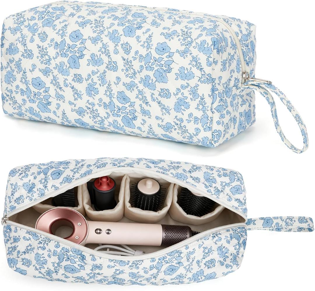 Travel Hair Tool Bag Compatible with Dyson Airwrap and Shark Flex Style Carrying Case, Floral Portable Hair Dryer Bag Organizer