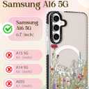 Cute Case for Samsung Galaxy A16 for Women Girls - Funny Wild Floral Design Compatible with Magsafe Magnetic Ring Holder Kickstand Fashion TPU Phone Covers