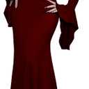 TSMNZMU Gothic Maxi Dresses for Women Dark Style Slim Long Dresses Long Flare Sleeve V-Neck Vintage Evening Dress (Small, Wine Red)