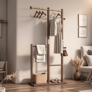 Solid Wood Coat Rack, Coat Rack Freestanding Sturdy Coat Hanger Stand for Entryway Living Bedroom
