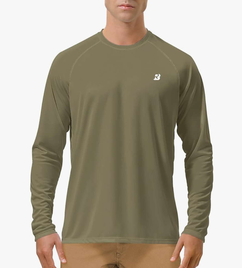Roadbox Mens UPF 50+ UV Sun Protection Shirts Outdoor Long Sleeve SPF Rash Guard for Fishing Hiking Swimming Running M