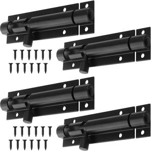 4 Pack 5 Inch Barrel Bolt Lock, Heavy Duty Slide Latch Lock, Security Sliding Latch Lock, Door Latch Lock Slide Bolt, Black