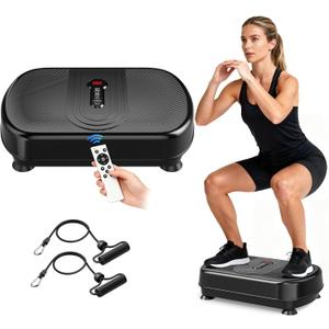 Vibrating Plate for Lymphatic Drainage, Vibration Plate Exercise Machine with Bluetooth & Silicone Pedal, Power Plate Vibration Platform for Weight Loss, Muscle Toning, with Resistance Bands