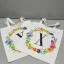 Set of 2 Reusable Monogram Letter Personalized Tote Bags for Women, Floral Design (29 Inches)