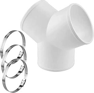 3 Way Y Shape Duct Connector, ABS Duct Splitter for Exhaust Fan Dryer Vent Hose,4 Inch Dia with 3 PCS Hose Clamps (ABS,4 inches)