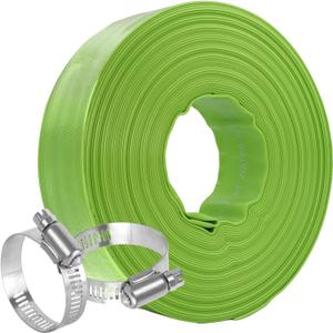 Eastrans 2''x100ft Pool Backwash Hose,Heavy Duty Discharge Lay Flat Hose for Swimming Pool,Drain Hoses with 2 Clamps,6 Bar,Green