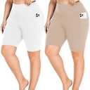 FULLSOFT Plus Size Biker Shorts for Women-High Waist  Tummy Control with Pockets Workout Shorts for Yoga 3 XL