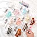 10 Sets DIY Hair Claw Clips Kit Acrylic Claw Clip with Resin Rhinestones Pearls Little Jewelry Decor for Girl's Night Sleepovers Party Supplies Aesthetic Hairpin for Women Adult Craft DIY