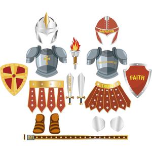 16Pcs Red Armor of God Costume Knight Party Armor Costume Craft Kit Paper Helmets Swords Shield Medieval Knight Decorations Christian Party Gift Dress up Supplies