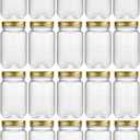 novelinks 16 oz Clear Plastic Jars with Lids, Refillable 16oz Mason Jars with Lids & Storage Containers for Kitchen & Household Use (20 Pack,Gold)