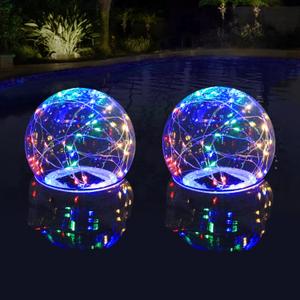 Solar Floating Pool Lights, 7 Inch LED Colored Light Up Solar Pool Balls, Waterproof Solar Powered Pool Lights That Float, Multicolor Solars Floating Light for Pools Pond Garden Party Decor (2)