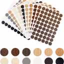 648 Pieces Screw Hole Covers Stickers Wood Stickers for Furniture PVC Adhesive Screw Cover Caps for Wall Cabinet Desk Self-Adhesive Screws Hole Sticker 21mm Dustproof Wood Textured Sticker (12 Colors)