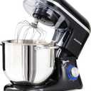 Aucma Stand Mixer,8QT 900W 6-Speed Tilt-Head Food Mixer, Kitchen Electric Mixer with Dough Hook, Wire Whip & Beater (Black, 8QT)