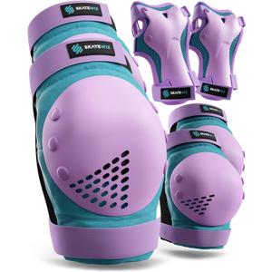 SKATEWIZ Skateboard Pads Protective Gear Set for Kids and Adults - Smash - Roller Skate Pads [6pc] with Wrist Guards - Skating Protective Gear - Roller Derby
