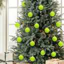 Realspring 18 Pcs Dink Ball Christmas Ornaments Green Balls Christmas Tree Hanging Decor Xmas Tree Decoration Dink Sports Xmas Balls Funny Holiday Gifts for Women Men Dinkball Lovers