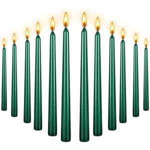 10 Inch Taper Candle, Set of 12,Tapered Candles Burn for 7 Hours, Long Sticks,Tall Candlesticks, Dinner Party, Wedding, Halloween (10inch, Green)