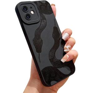 Black Case for iPhone 12,Women Girls Cute Cool Snake Pattern Design Soft Silicone Cover Shockproof Protective Phone Case for iPhone 12,Snake
