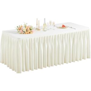 1 Pack Creamy Table Clothes for 6 Foot Rectangle Tables, Premium Polyester Rectangle Tablecloth Wrinkle Resistant Washable Table Cloth for Wedding, Party, Dining, Banquet, Buffet Tables