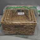 Honey-Can-Do Banana Leaf Storage Baskets Water Hyacinth Woven Basket, Decorative Baskets for Shelves, Basket for Gifts, Closet, Pantry, and Home Organization, Set of 3, Multi-Size