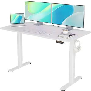 YDN Electric Standing Desk, Adjustable Height Stand up Desk, 48x24 Inches Sit Stand Home Office Desk with Splice Board, White Top