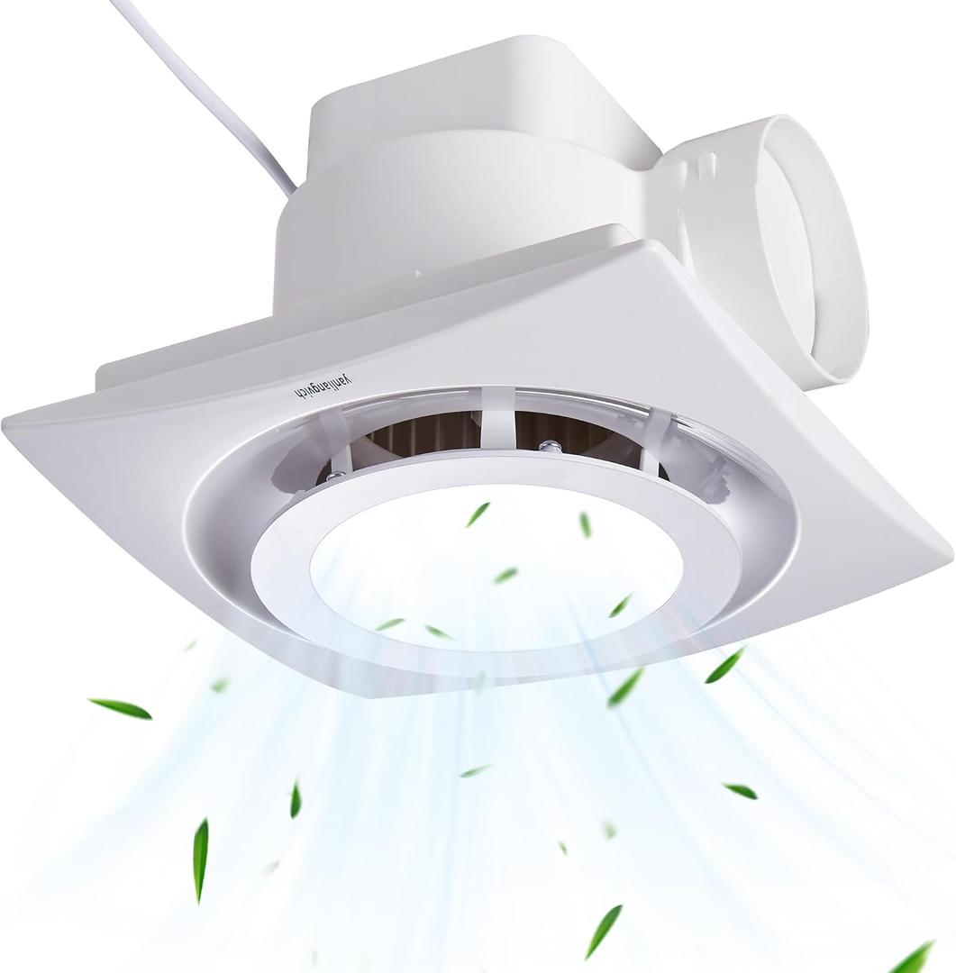 Bathroom Exhaust Fan with Light, 8 Inch Bathroom Ventilation Fan, 110 CFM 1.0 Sones Quiet Exhaust Fan For Home, Exhaust Ventilation Fan Light Combo Ceiling Mount