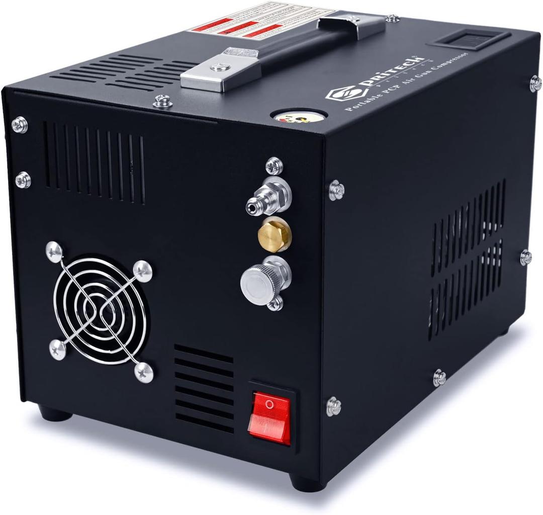 PCP Air Compressor,Built-in Power Converter,Portable 4500Psi/30Mpa,Water/Oil-Free,PCP Rifle/Pistol and Paintball Tank Air Pump, Powered by 12V Car DC or Home 110V AC with Oil-Moisture Filter