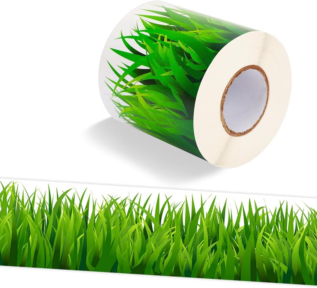 Green Grass Bulletin Board Border, Self-Adhesive Spring Grass Border Trim for Spring Easter Back to School Classroom Bulletin Board Home Office Wall Decorations, 65.6 ft
