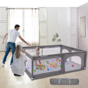Baby Playpen, 71 x 59 Inches Large Playpen for Babies and Toddlers, Extra Safe with Anti-Collision Foam Playpens for Babies, Indoor & Outdoor Playard for Kids Activity Center with Gate
