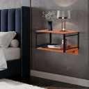 3 x Wall Mounted Nightstand with Storage Shelf, Floating Bedside Table with Hooks, Space-Saving Modern Nightstand for Bedroom, Living Room, or Dorm