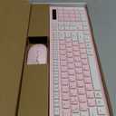 Wireless Keyboard and Mouse Combo, Reccazr 2.4G Full-Sized Keyboard and Mouse Cordless, 3 DPI Adjustable Mouse, Dual-System Keyboard for Computer/Laptop/Windows/Mac (Pink & White)