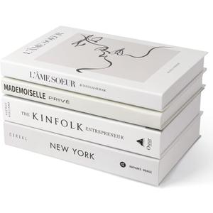 4 Pack Faux Books for Decoration, Ediactcyl Modern Fashion Decorative Books Set for Hardcover Home Decor, Fake Book Stacks Display for Bookshelf Living Room Decor
