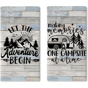 Camper RV Kitchen Dish Towels Set of 2, Making Memories One Campsite at Time Drying Hand Towel Baking Cooking Cloth, Camping Adventure Farmhouse Bathroom Home Decoration 18 x 26 Inches