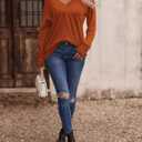 Blouses For Women, Plus Size Tops For Women, V Neck Long Sleeve Shirts For Women, Tunic Tops To Wear With Leggings (Orange)